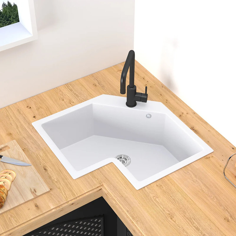 Homary 25.2'' L Double Bowl Quartz Kitchen Sink & Reviews